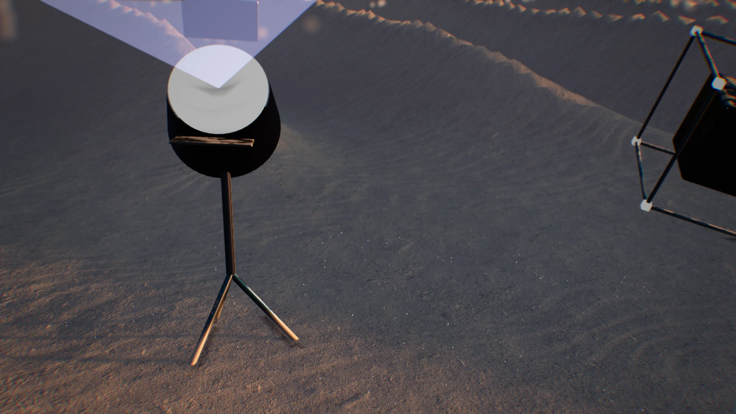 The production monument at dusk in the Innova8 dunes