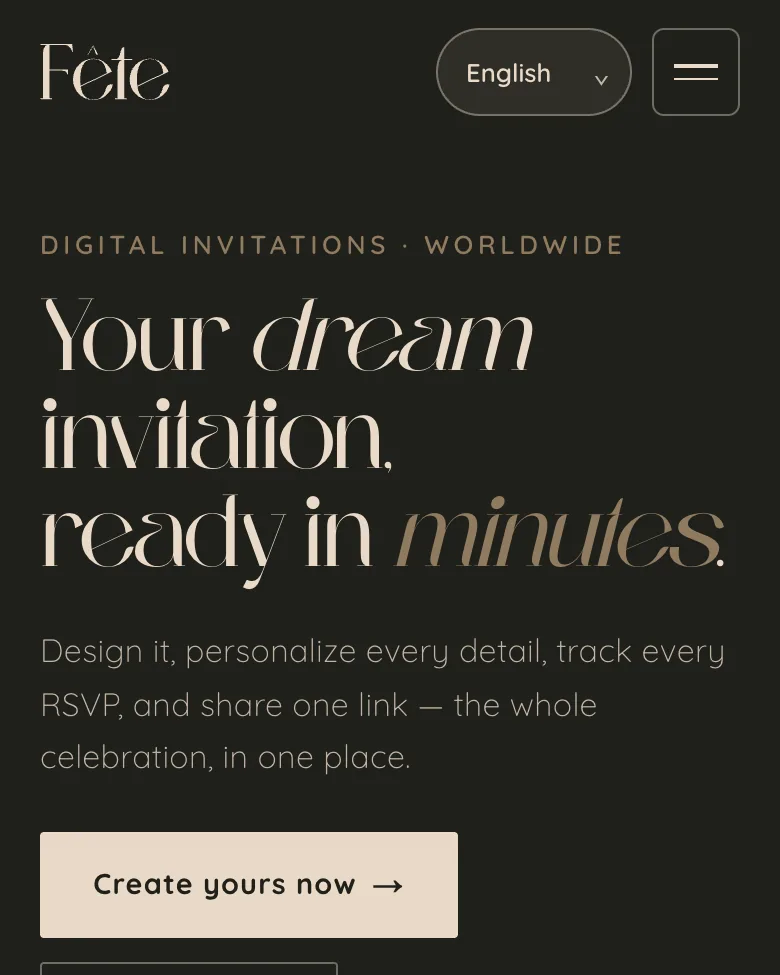 Fête, website and platform for digital invitations